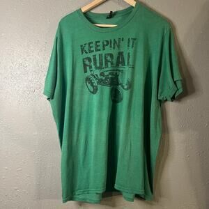 Unisex 2XL Green "Keep it Rural" T shirt with Tractor soft plus size country